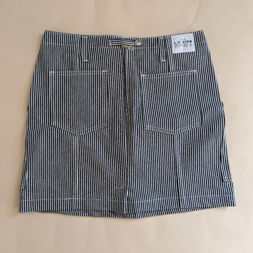 L.C. King Hickory Stripe Denim with Indigo Trim Skirt Size 30 - Picture 3 of 12